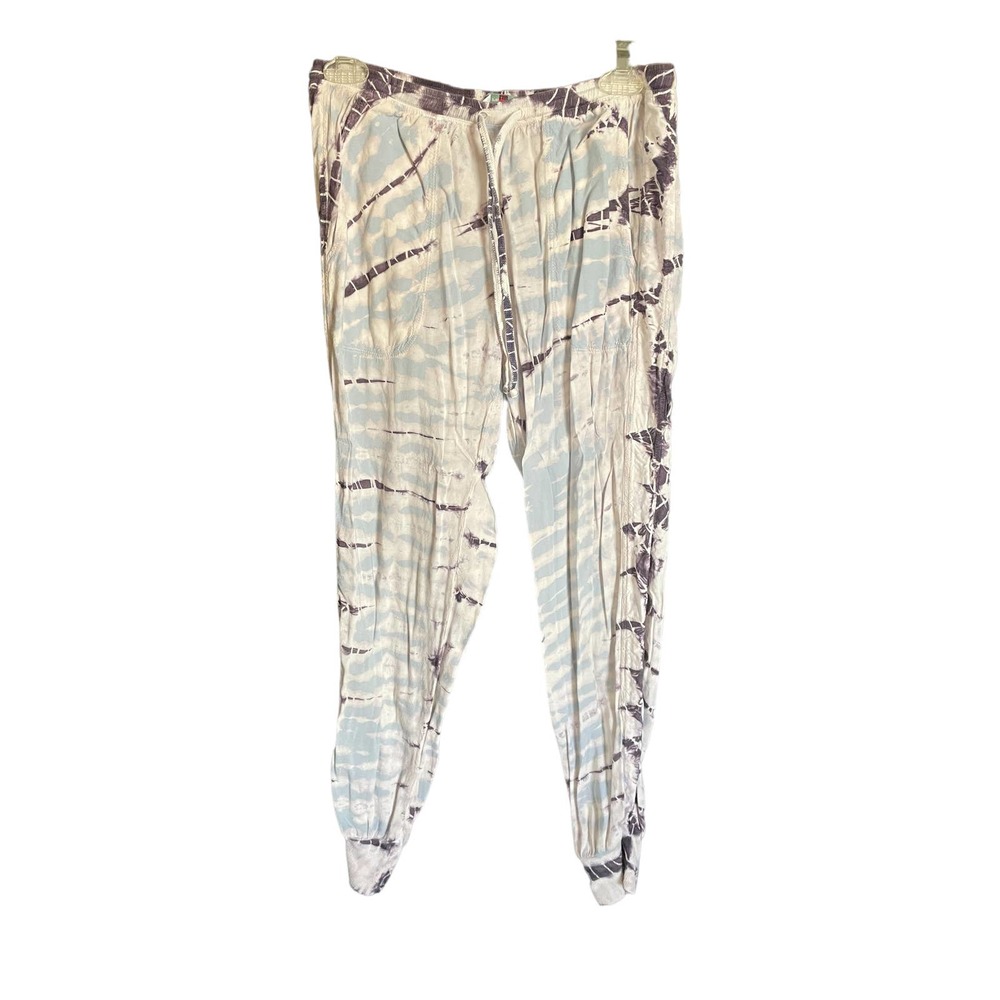 Hardtail Womens High Rise Sweatpants Tie-Dye Drawstring Waist Size XS Cream